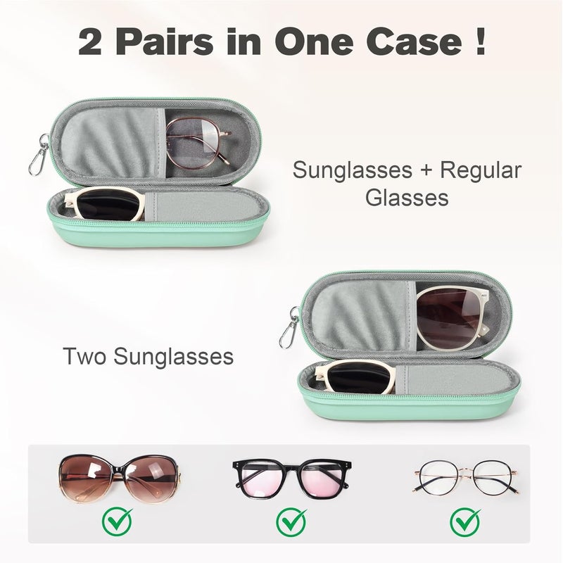 Huvon Double Eyeglasses Case, Dual Glasses Sunglasses Organizer with Zipper Closure, Eyewear Storage Box for Men Women Travel - Image 2